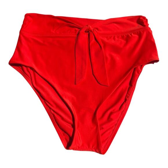 Antonio Melani NWT Maui High Waist Tie Front Red Full Coverage Bikini Bottom XL - Picture 2 of 9